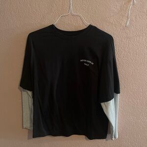 Never give up tee shirt with built in sleeves